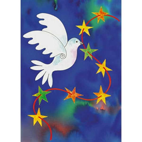 Wenskaart vredesduif met sterreslinger