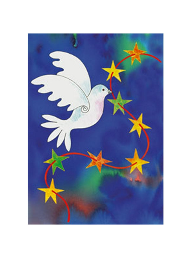 Wenskaart vredesduif met sterreslinger
