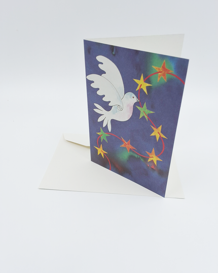Wenskaart vredesduif met sterreslinger