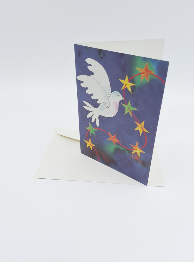 Wenskaart vredesduif met sterreslinger