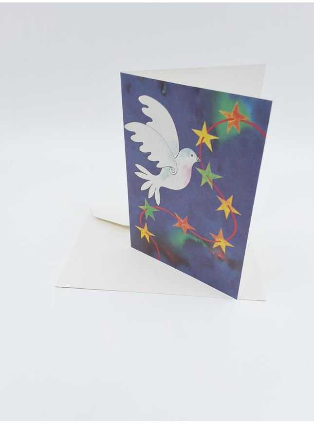 Wenskaart vredesduif met sterreslinger