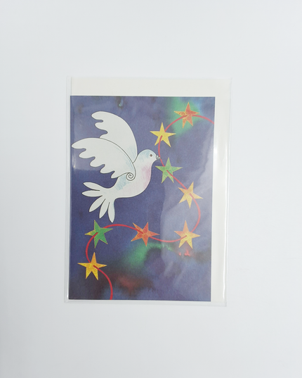 Wenskaart vredesduif met sterreslinger