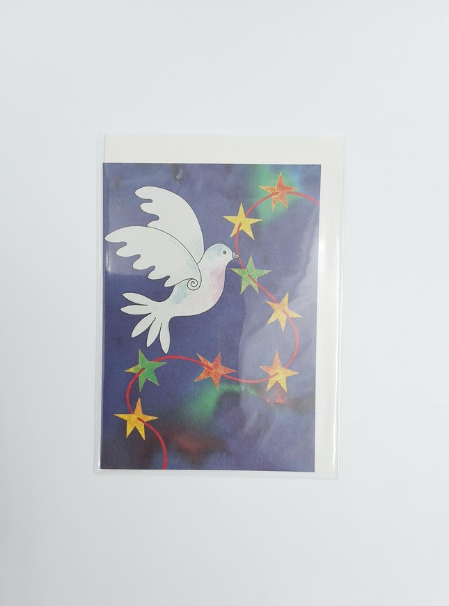 Wenskaart vredesduif met sterreslinger