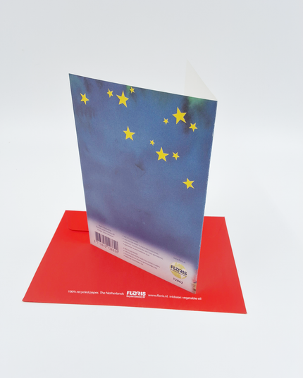 Wenskaart Jozef, Maria en kribbe