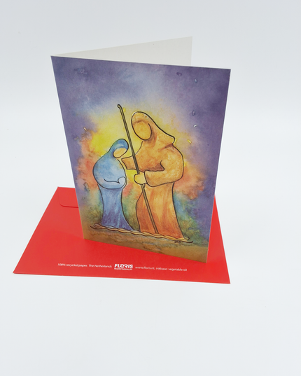 Kerstkaart Jozef en Maria