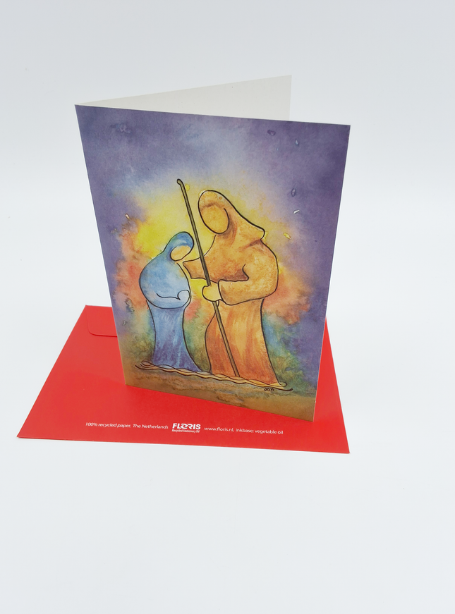 Kerstkaart Jozef en Maria