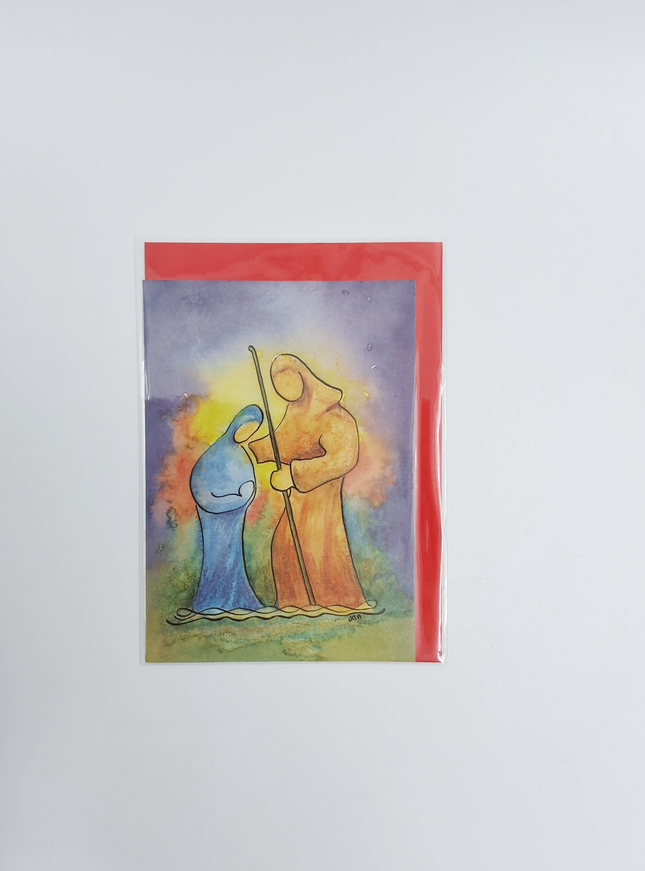 Kerstkaart Jozef en Maria