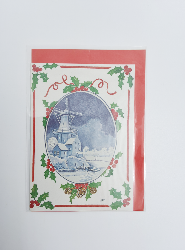 Wenskaart molen Hollands landschap