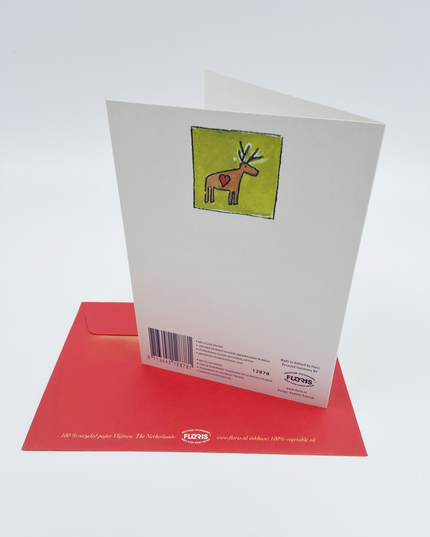 Kerstkaart vogels hartje "fijne feestdagen"