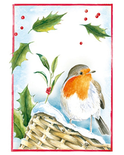 Wenskaart roodborstje hulst