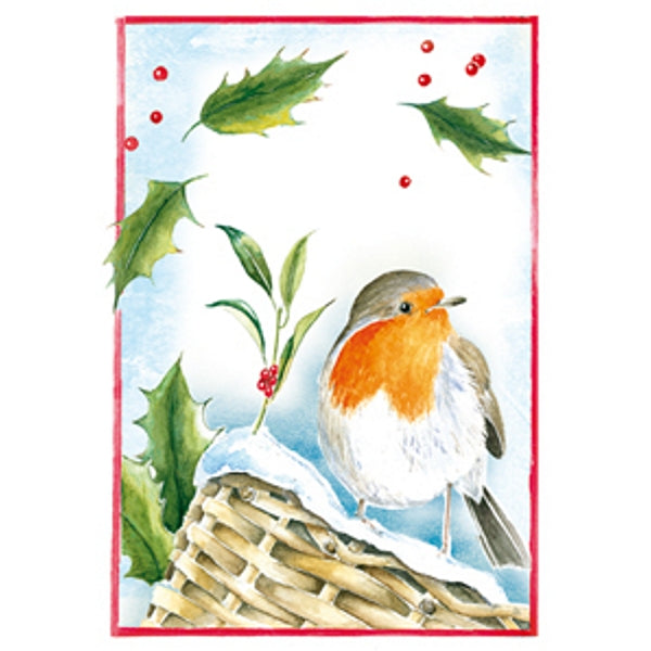Wenskaart roodborstje hulst