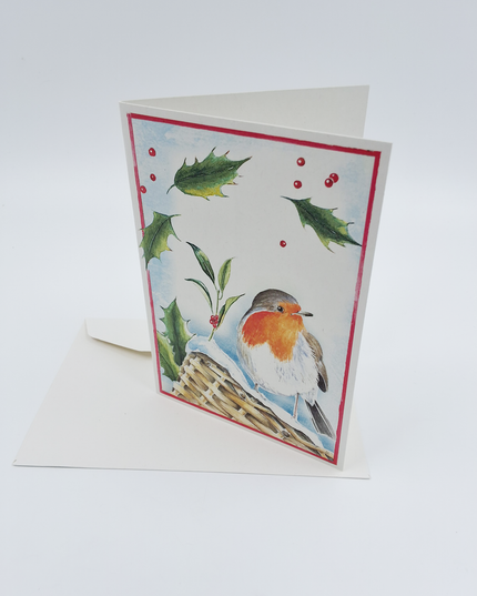 Wenskaart roodborstje hulst