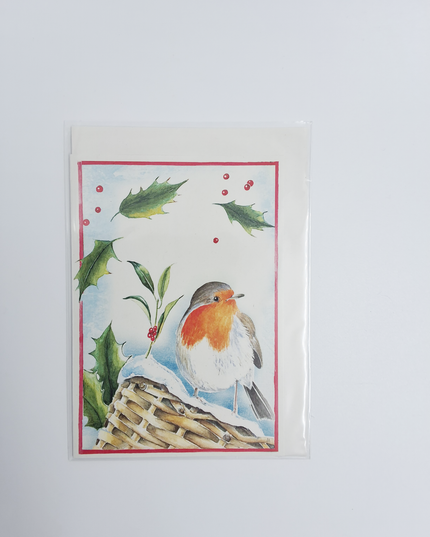 Wenskaart roodborstje hulst