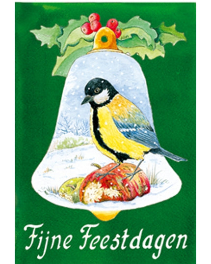 Wenskaart kerstklok mees "prettige feestdagen"