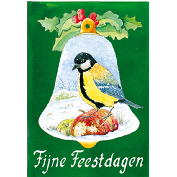 Wenskaart kerstklok mees "prettige feestdagen"