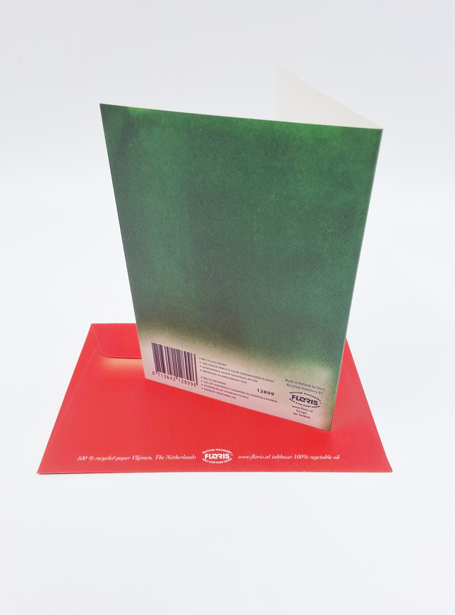 Wenskaart kerstklok mees "prettige feestdagen"