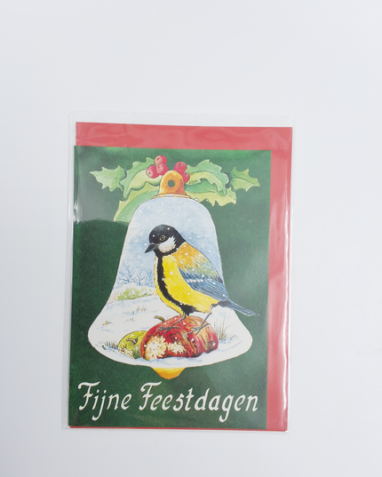 Wenskaart kerstklok mees "prettige feestdagen"
