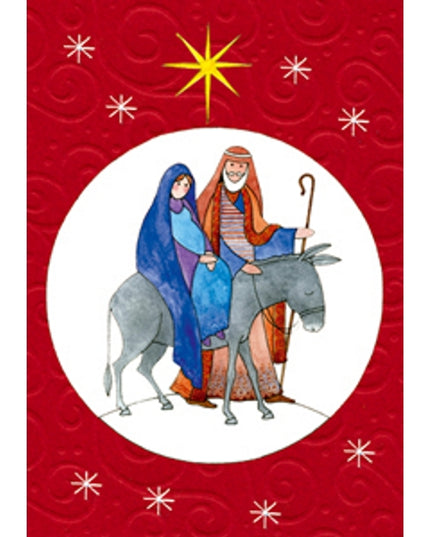 Wenskaart Jozef en Maria ezel