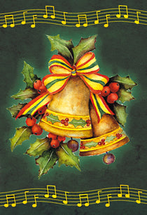 Wenskaart kerstklok groen