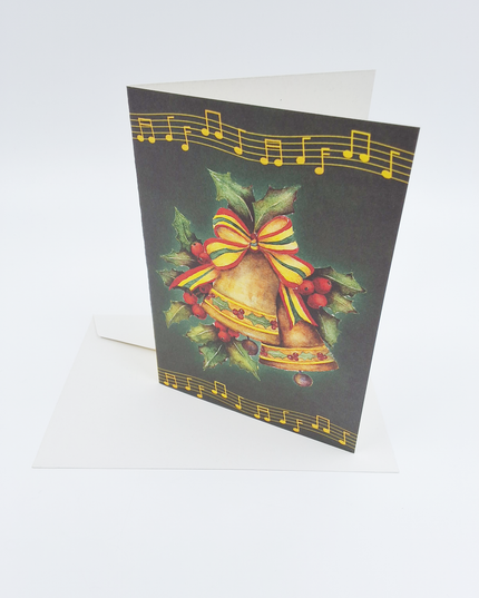 Wenskaart kerstklok groen