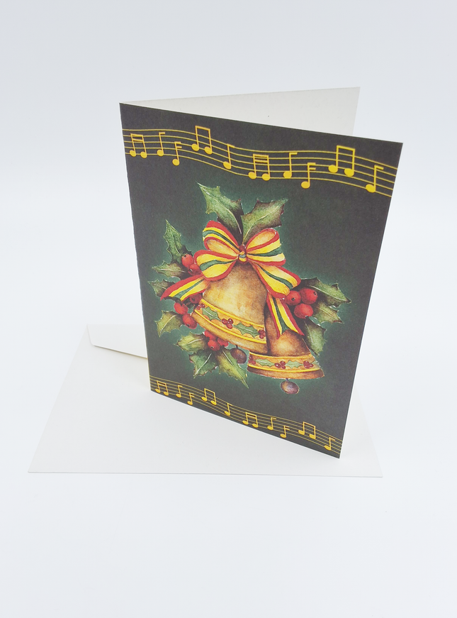 Wenskaart kerstklok groen