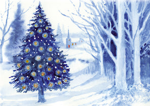 Wenskaart kerstboom kerk