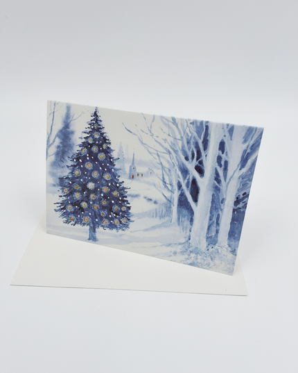 Wenskaart kerstboom kerk