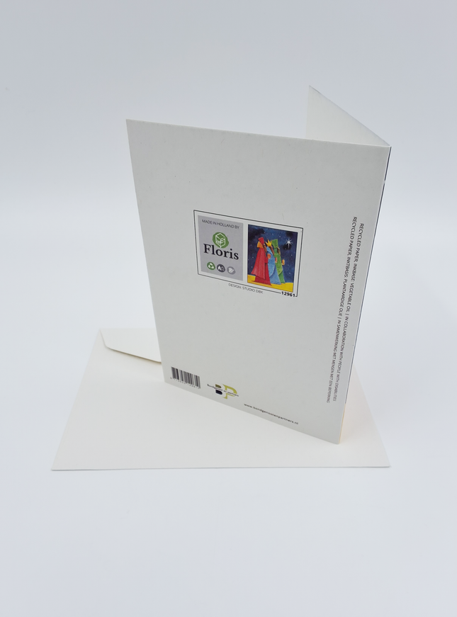 Wenskaart Drie Koningen blauw geel