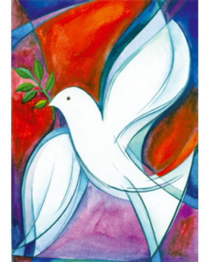 Wenskaart kerstduif wit rood