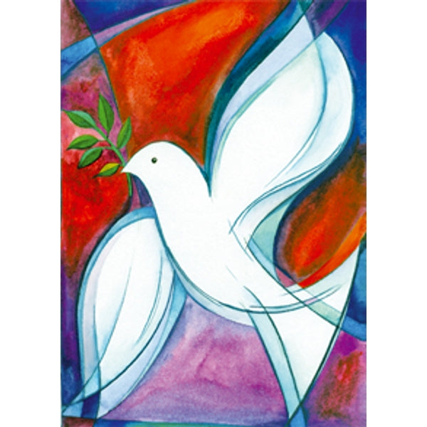 Wenskaart kerstduif wit rood