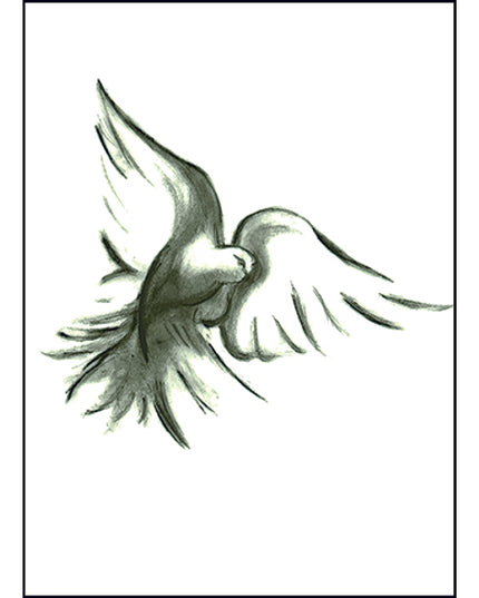 Kerstkaart vredesduif zwart wit