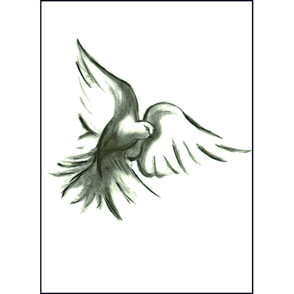 Kerstkaart vredesduif zwart wit