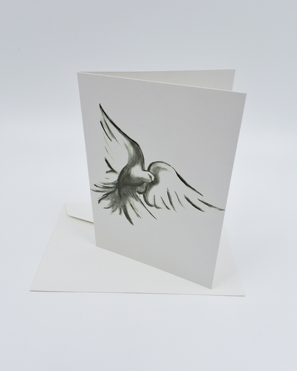 Kerstkaart vredesduif zwart wit