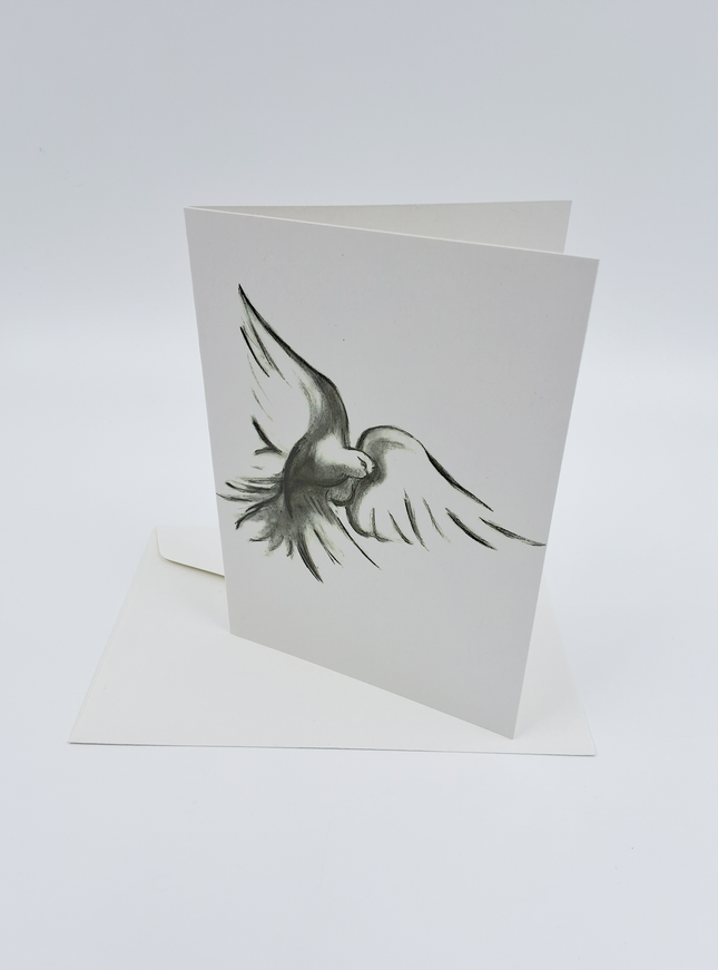 Kerstkaart vredesduif zwart wit