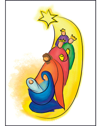 Kerstkaart heilige familie 3 koningen