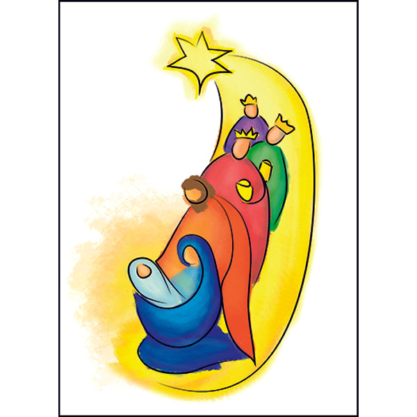 Kerstkaart heilige familie 3 koningen