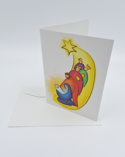 Kerstkaart heilige familie 3 koningen