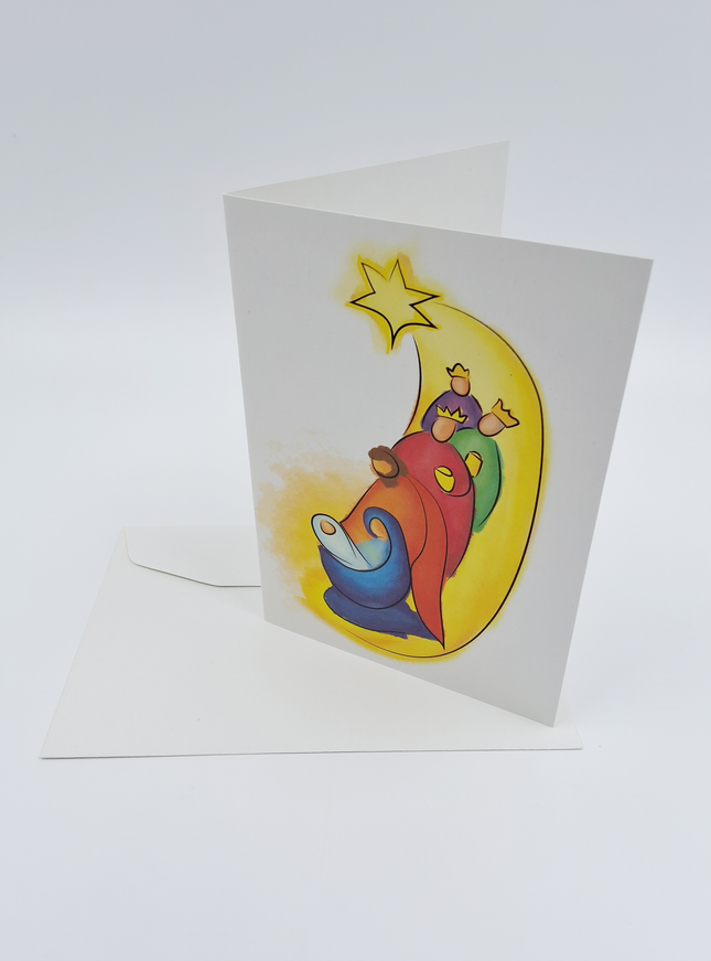 Kerstkaart heilige familie 3 koningen