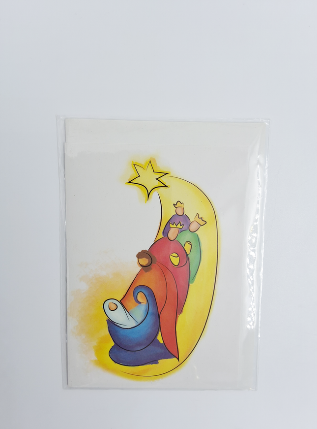 Kerstkaart heilige familie 3 koningen