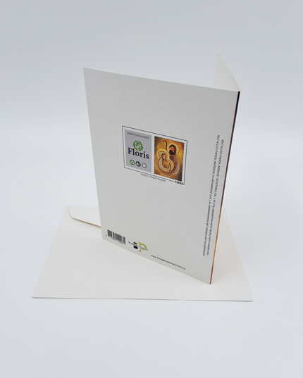 Wenskaart Jezus Jozef en Maria bruin