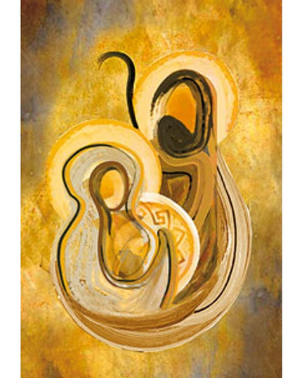 Wenskaart Jezus Jozef en Maria bruin