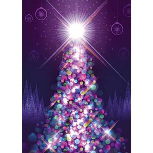 Wenskaart kerstboom licht