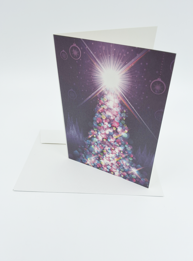 Wenskaart kerstboom licht