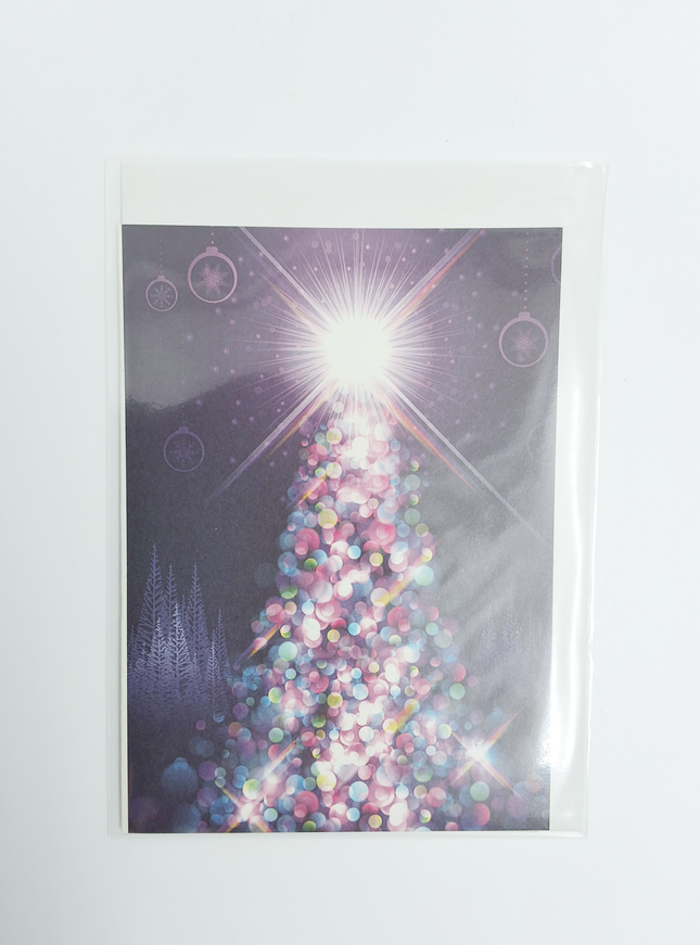 Wenskaart kerstboom licht