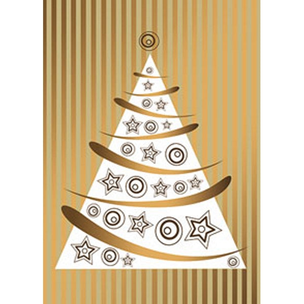Wenskaart kerstboom goud