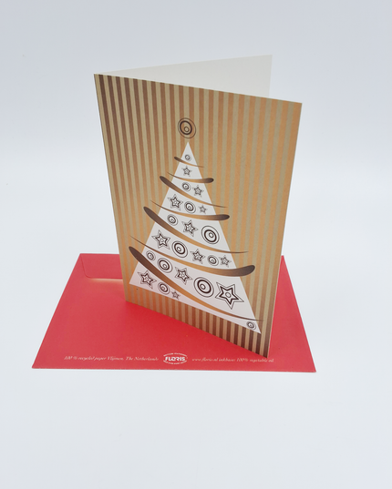 Wenskaart kerstboom goud