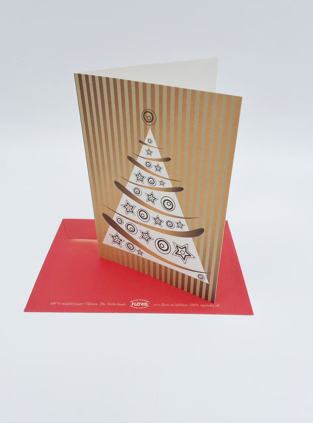 Wenskaart kerstboom goud