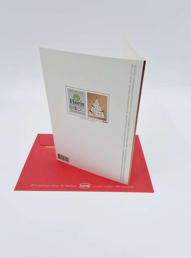 Wenskaart kerstboom goud