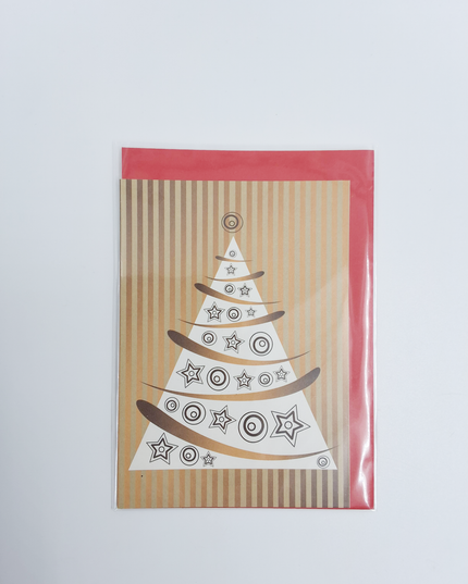 Wenskaart kerstboom goud