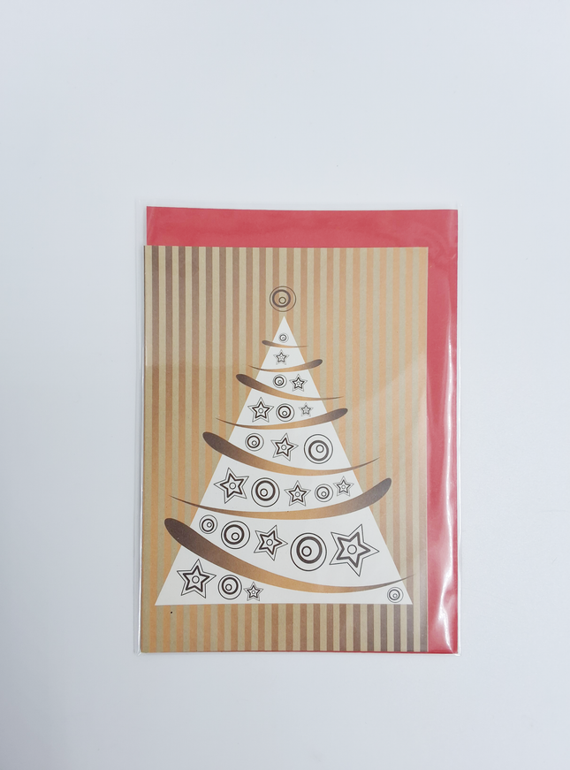 Wenskaart kerstboom goud